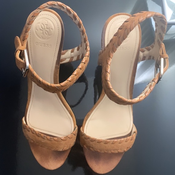 GUESS Natural Multi Suede Heels - Picture 1 of 5
